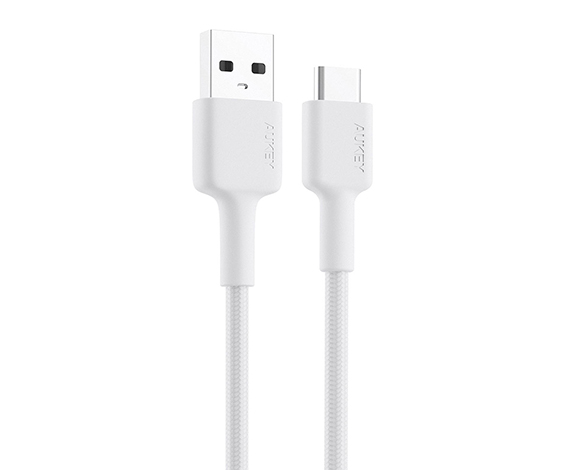 Aukey CB-CD30-WH Naylon Örgülü USB-A Type-C Şarj Kablosu 0.9M
