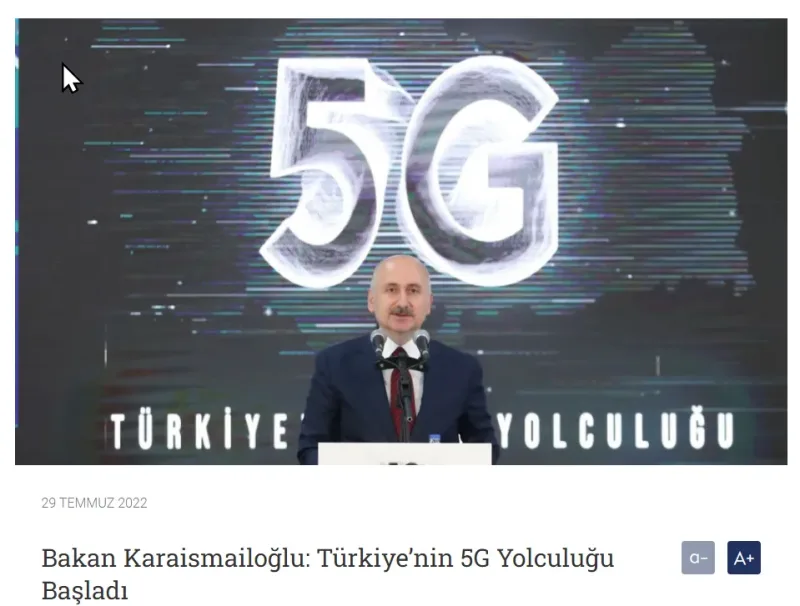 Türkiye'de 5G Test Edilmeye Başlandı