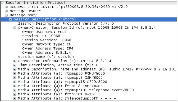 SDP Paket içeriği wireshark ekran görüntüsü