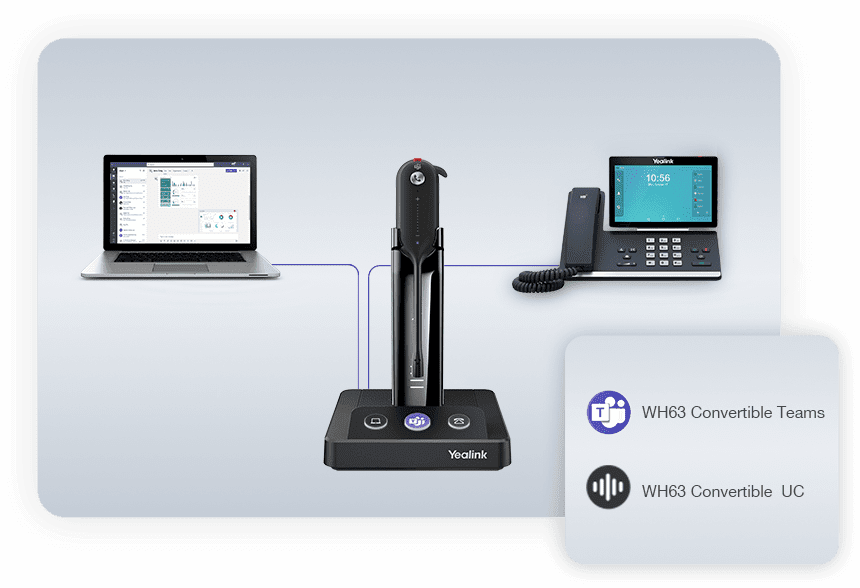 Yealink WH63 Dönüştürülebilir DECT Kablosuz Kulaklık
