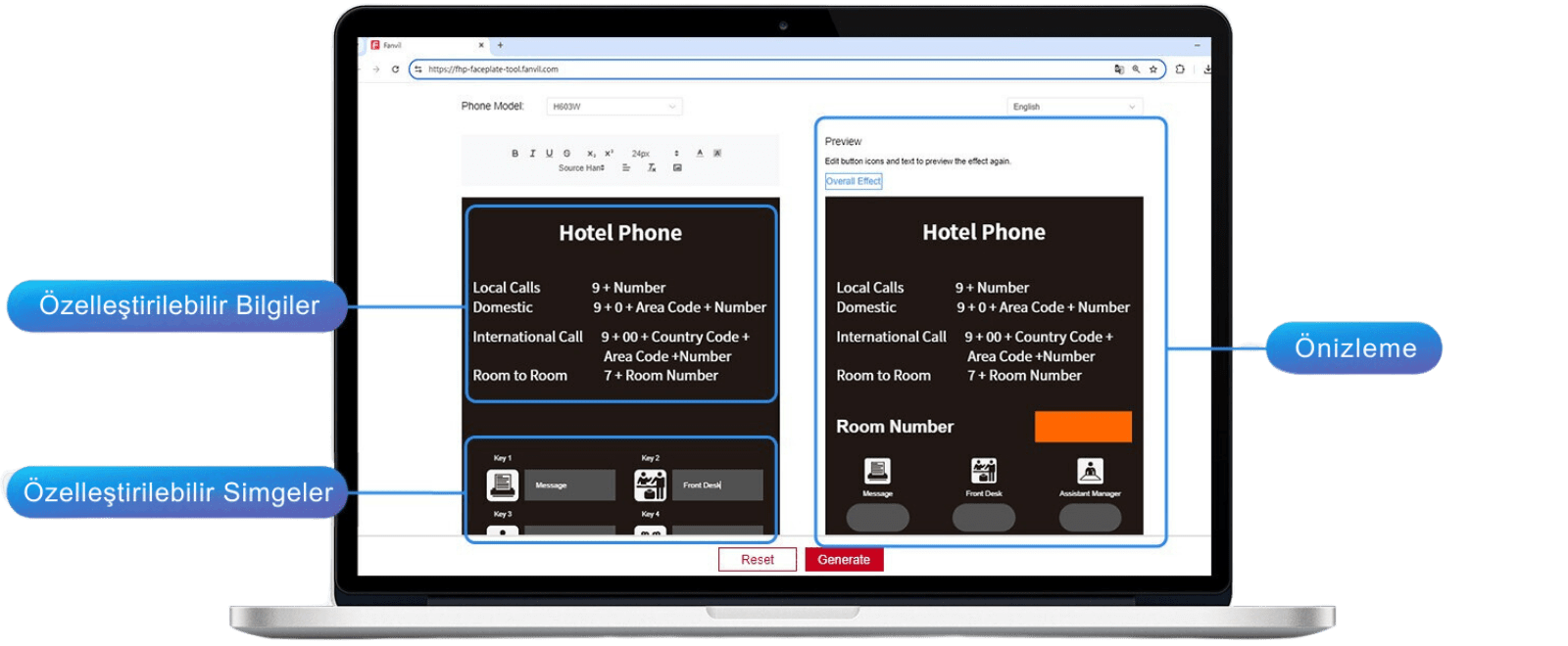 Fanvil H603W Bilgilendirme paneli