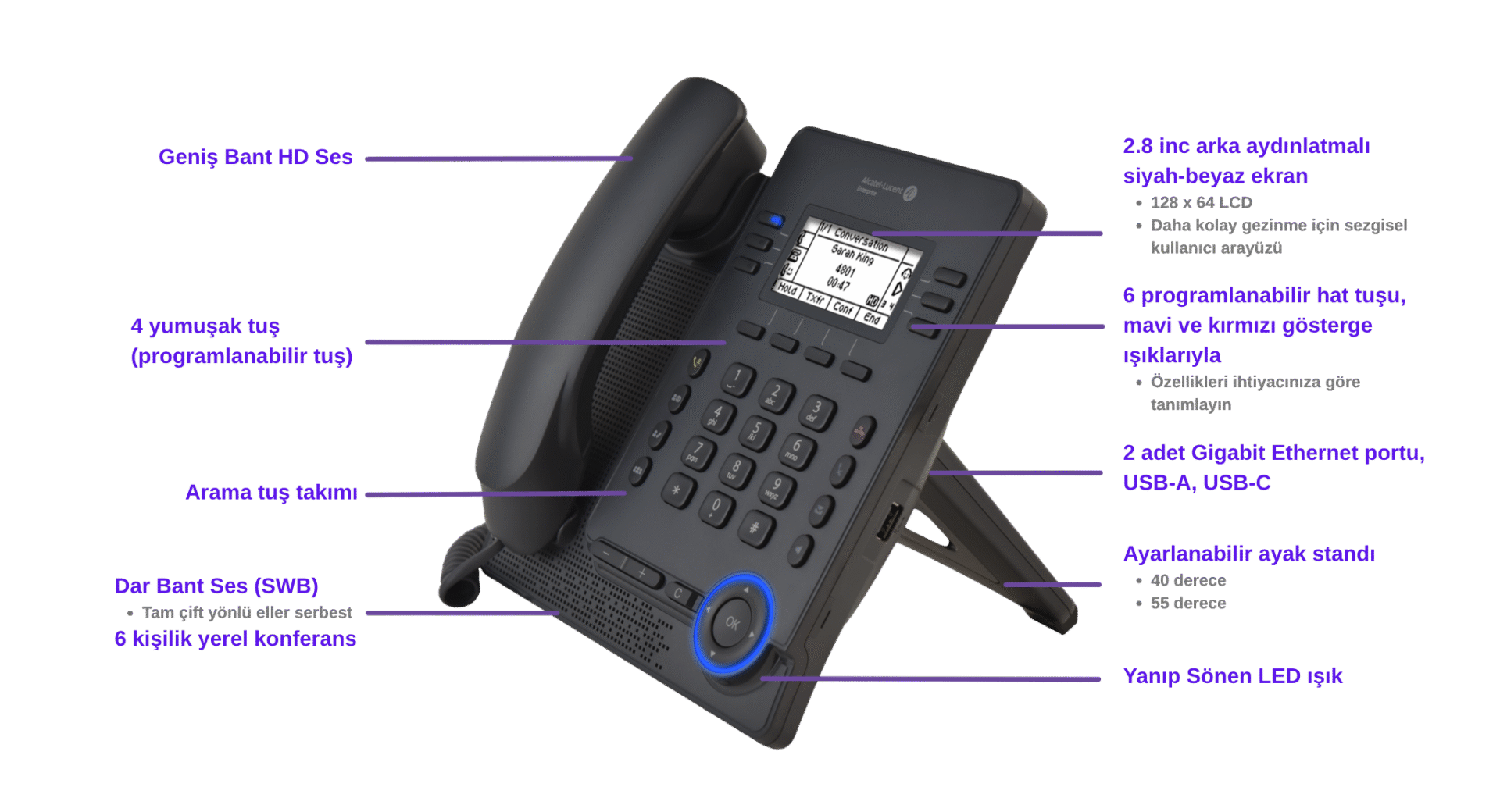 Alcatel Lucent M3s Masa Telefonu Ozelikleri