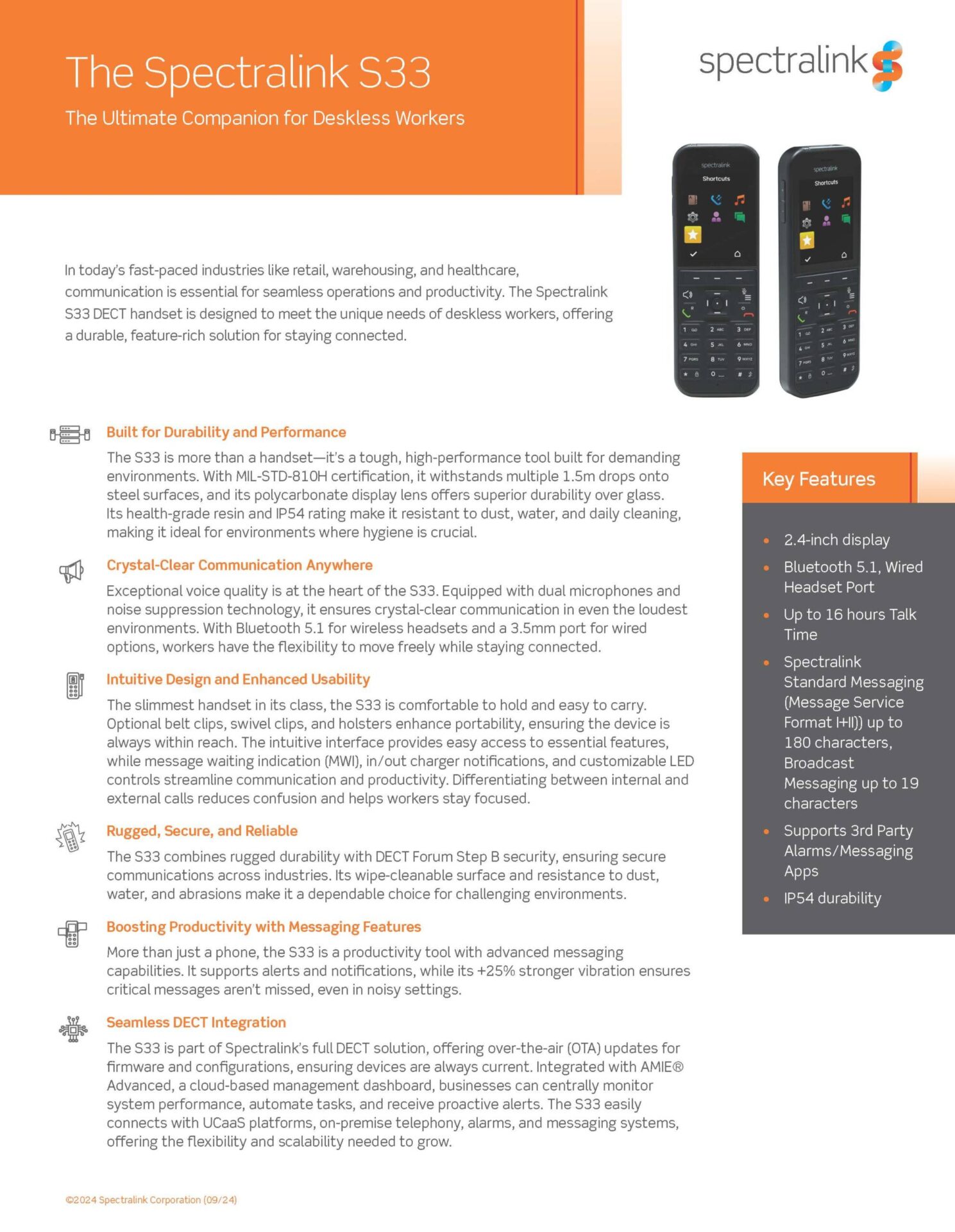 Spectralink S33 Datasheet