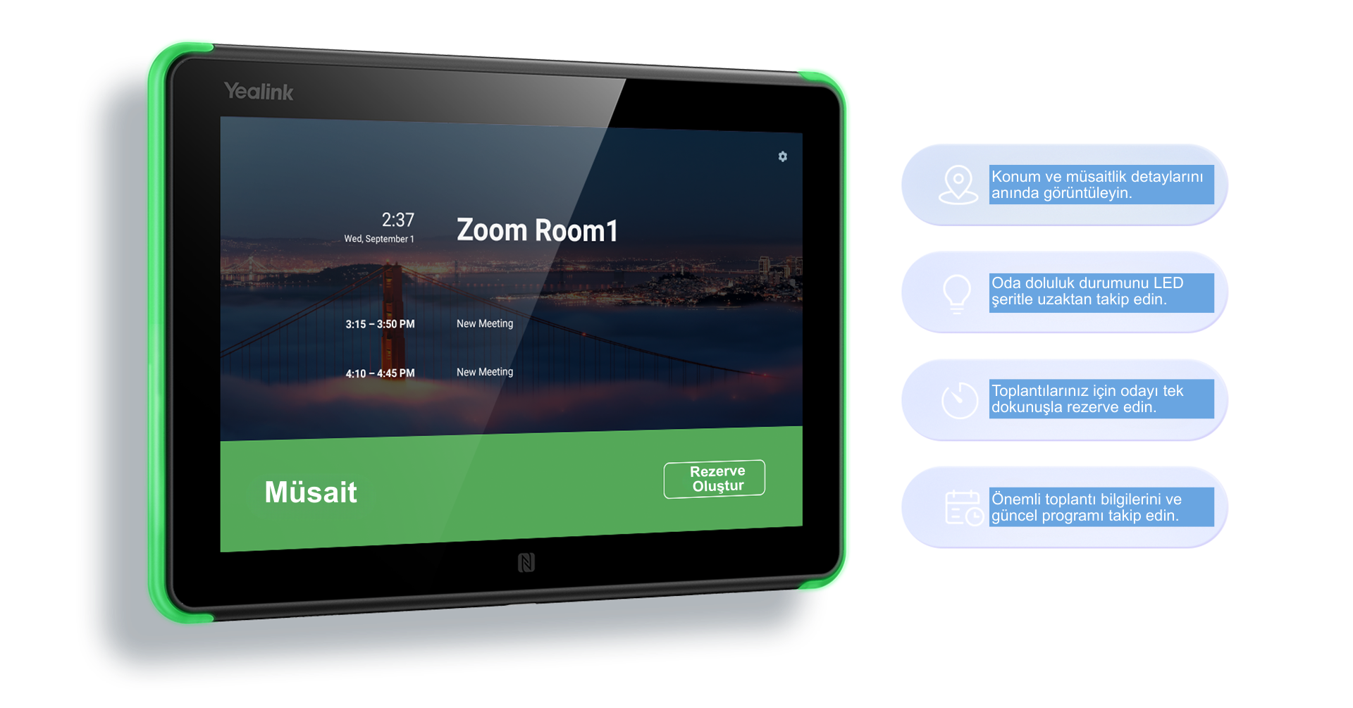 Yealink RoomPanel Oda Rezervasyonu Paneli