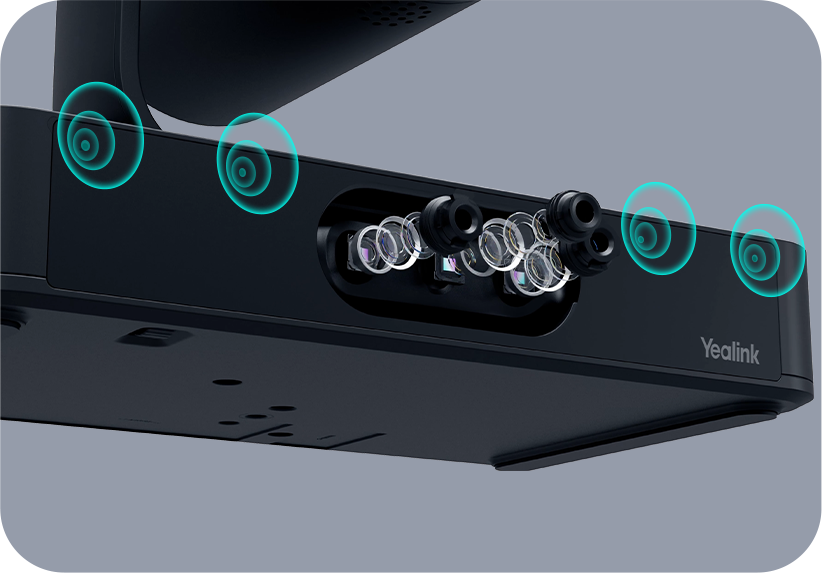 Yealink SmartVision 80 Akıllı 4-Lensli 4K Kamera (20x Optik Zoom, AI Takip) 7 Yealink SmartVision 80 Dahili Mikrofonlar Daha Akilli Takip