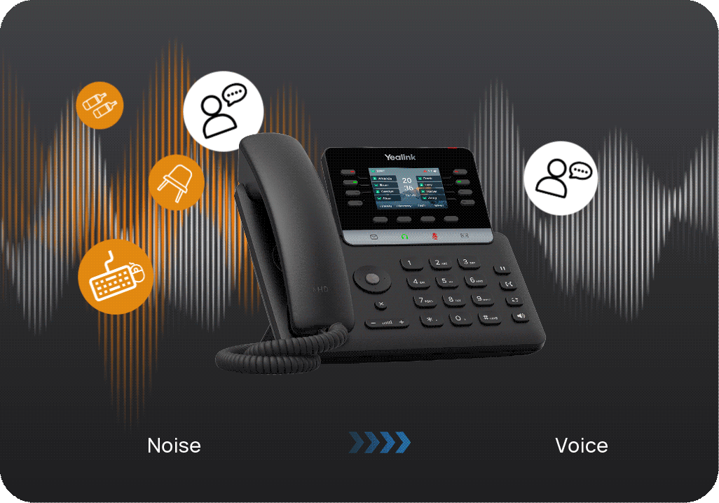 Yealink T73W Kompakt İş Telefonu (2.8" Renkli Ekran, Dahili WiFi 6) 9 Yealink T73U Akilli Gurultu Filtreleme