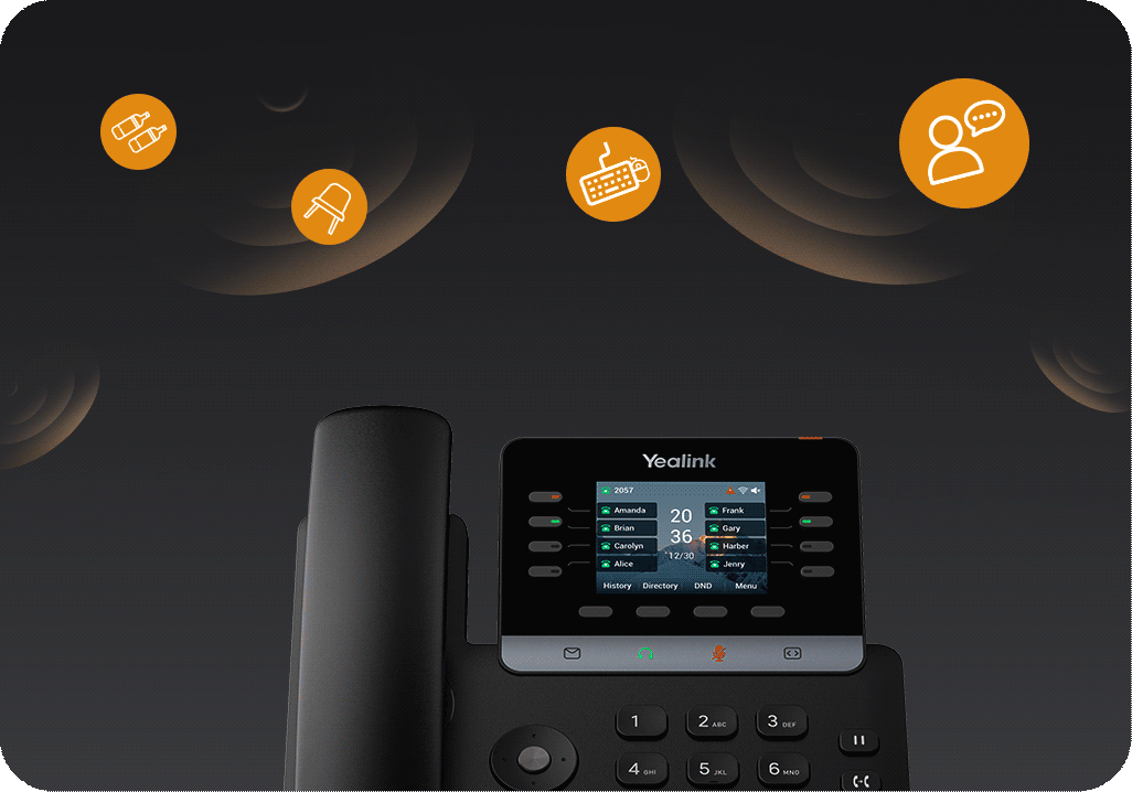 Yealink T73W Kompakt İş Telefonu (2.8" Renkli Ekran, Dahili WiFi 6) 10 Yealink T73U Optimize Edilmis Akustik Kalkan