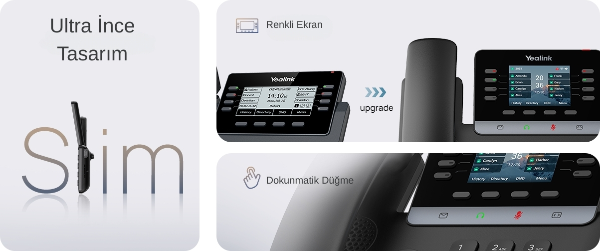 Yealink T73W Kompakt İş Telefonu (2.8" Renkli Ekran, Dahili WiFi 6) 4 Yealink T73U Yeni Ozellikler