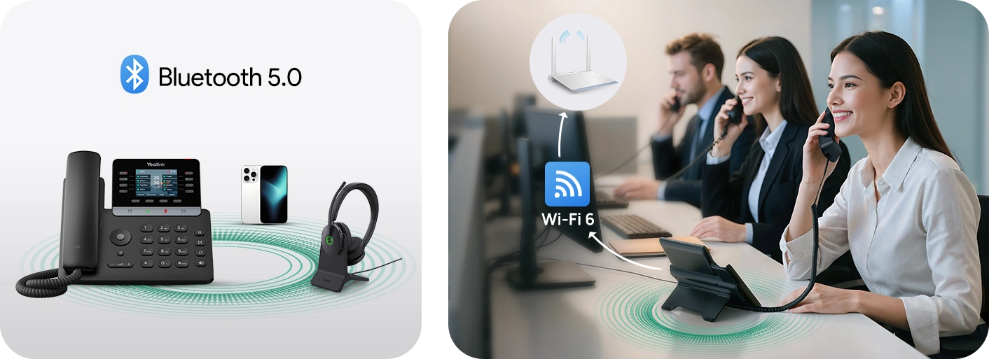 Yealink T73W Kompakt İş Telefonu (2.8" Renkli Ekran, Dahili WiFi 6) 12 Yealink T73W Esnek ve Hizli Baglanti