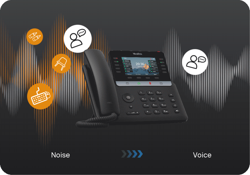 Yealink T74W Kurumsal IP Telefon (4.3" Renkli Ekran, WiFi 6 ve Bluetooth 5.0) 9 Yealink T74U Akili Gurultu Engeleme