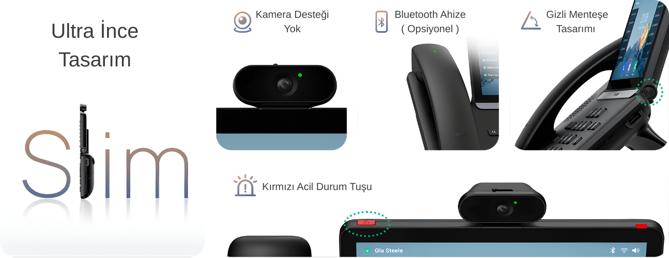 Yealink T88W Profesyonel IP Telefon (7" Renkli Dokunmatik Ekran, Dahili WiFi/BT) 4 Yealink T88 Serisi