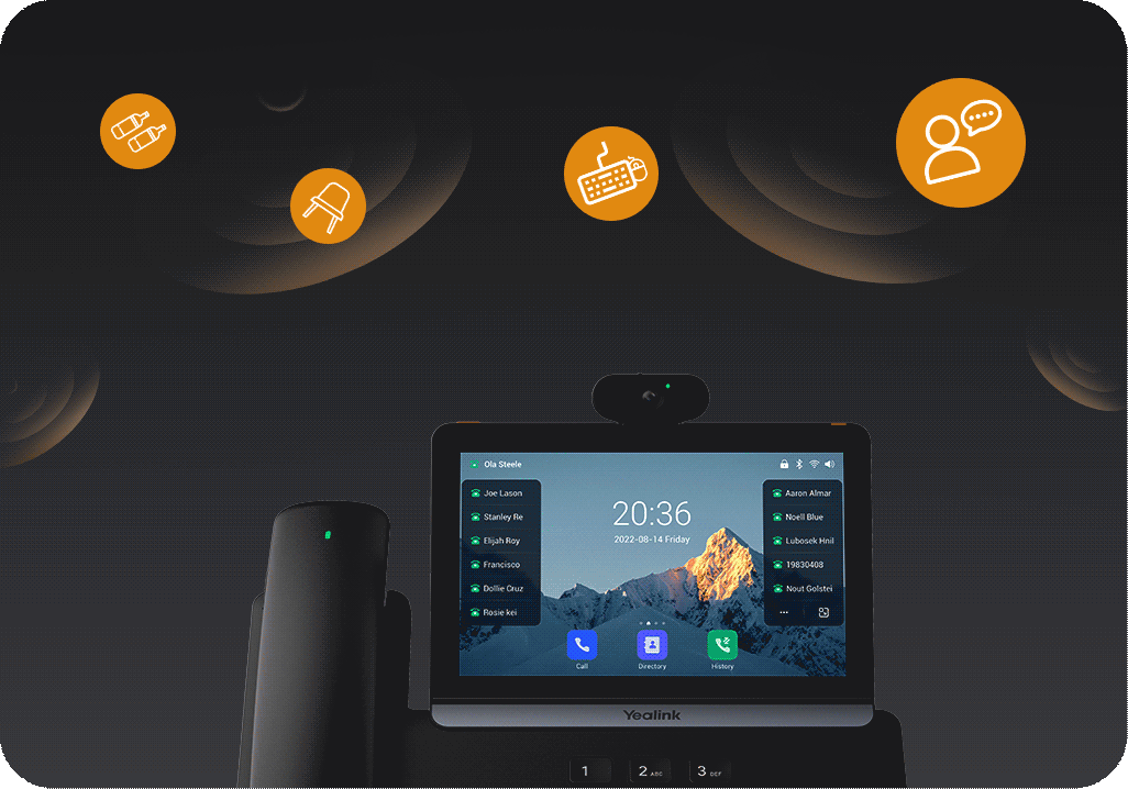 Yealink T88W Pro Üst Düzey Yönetici Telefonu (WiFi 6, Bluetooth 5.0, TEE Güvenlik) 10 Yealink T88W Optimize Edilmis Akustik Kalkan