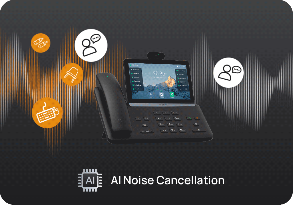 Yealink T88W Pro Üst Düzey Yönetici Telefonu (WiFi 6, Bluetooth 5.0, TEE Güvenlik) 9 Yealink T88W Yapay Zeka DesteklI Gurultu Engeleme